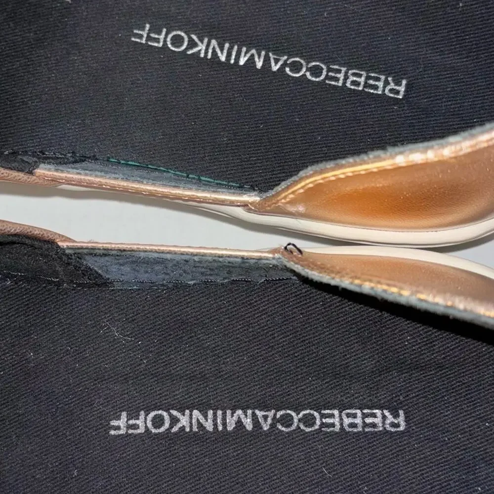 Rebecca Minkoff nana leather slip on sneakers rose gold metallic women's 8.5